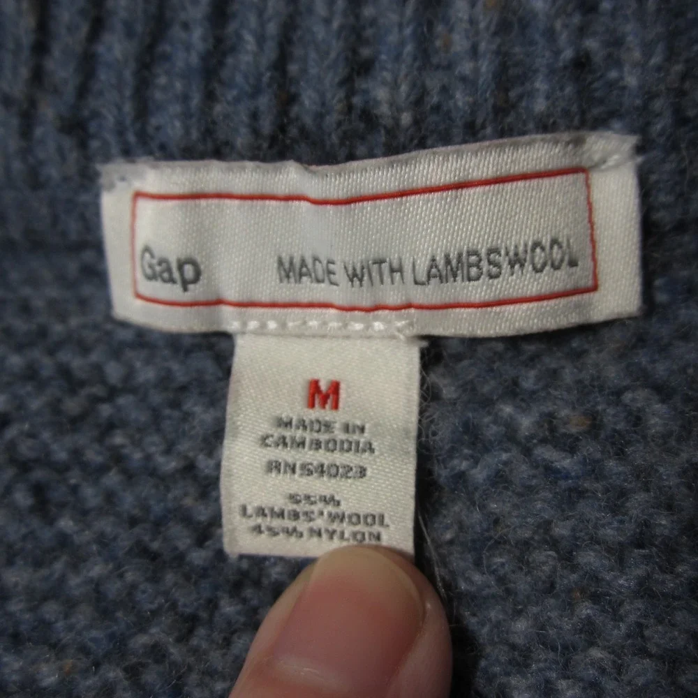 Gap Lambswool Sweater Men M Slate Pullover Crewneck Coastal‎ Preppy Cabincore
